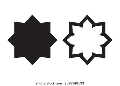 Islamic star icon vector silhouette isolated in white background