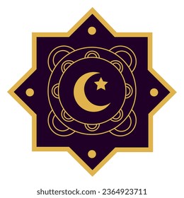 islamic star and moon design isolated icon