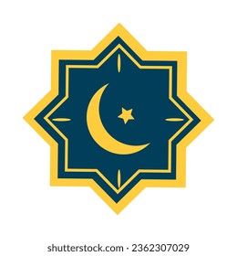 icono aislado de la estrella islámica y la luna
