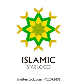 Islamic star of religion abstract vector and logo design or template muslim business icon of company identity symbol concept