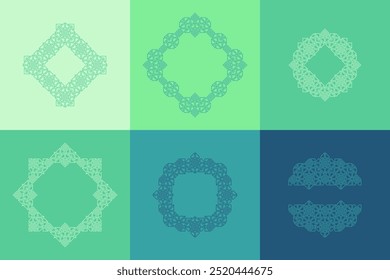 Islamic Stroke Frame Set Design on Turquoise Theme