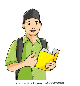 ISLAMIC STUDENT SCHOOL CHARACTER VECTOR