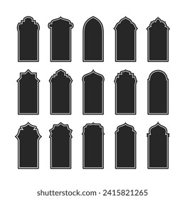 Islamic style border and frame design. arab ramadan windows ornament decor vintage. muslim theme. vector