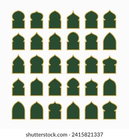 Islamic style border and frame design. arab ramadan windows ornament decor vintage. muslim theme. vector