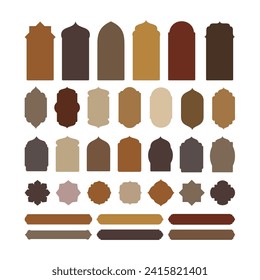 Diseño de bordes y marcos de estilo islámico. las ventanas de ramadán árabe adornan la decoración vintage. tema musulmán. vector
