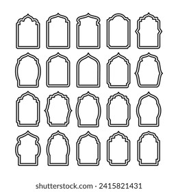Diseño de bordes y marcos de estilo islámico. las ventanas de ramadán árabe adornan la decoración vintage. tema musulmán. vector
