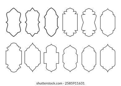Islamic style border and frame design template vector element. Suitable for design element of Ramadan poster, Eid Mubarak greeting card, and copy space for Islamic quote text.