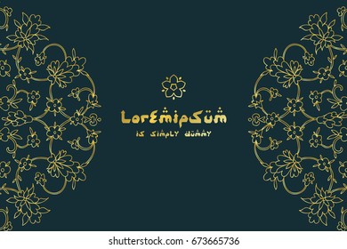 Islamic style brochure, flyer design, flower elements and ornament. Card for cafe, restaurant, shop, print. Border. India,Arabic, Dubai, turkish, Islam, pakistan, ottoman motifs
