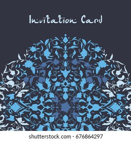 Islamic style brochure, flyer design, flower elements and ornament. Card for cafe, restaurant, shop, print. Border. India,Arabic, Dubai, turkish, Islam, pakistan, ottoman motifs