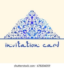 Islamic style brochure, flyer design, flower elements and ornament. Card for cafe, restaurant, shop, print. Border. India,Arabic, Dubai, turkish, Islam, pakistan, ottoman motifs