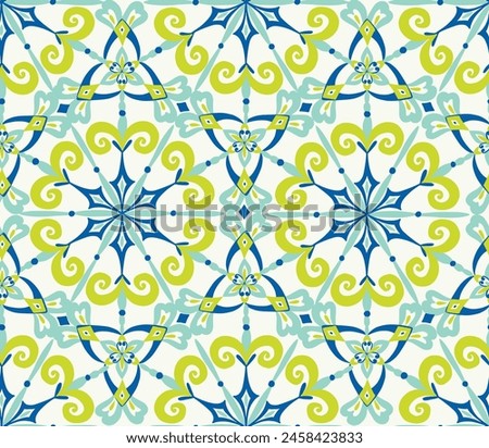 Islamic style colourful hand drawn geometric seamless vector tile pattern for background fabric and wallpaper design
