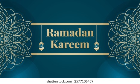 Islamic style decorative background design featuring Ramadan Kareem and Eid themes. Realistic Arabic ornamental patterns. ideal for festive greetings and celebratory designs.