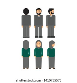 Islamic style female and male drawings, vectorial