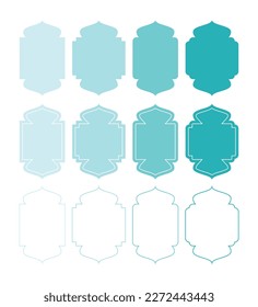 Islamic style illustration set of silhouette shapes. Stylish design of doors, windows, domes, mosques, lanterns, vector ornaments for islamic holidays.