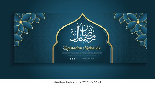 Banner decorativo de estilo islámico ramadan kareem y eid 