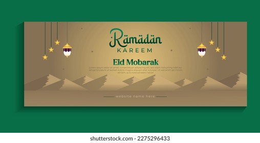 Islamic style ramadan kareem and eid decorative banner 