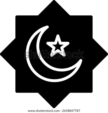 Islamic Symbol of Crescent Moon and Star in Octagram