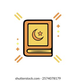 Islamic symbol flat icon isolated on white background, islamic Al-Qur'an icon ramadan