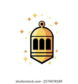 Islamic symbol flat icon isolated on white background, islamic lantern icon ramadan