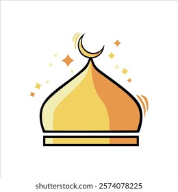 Islamic symbol flat icon isolated on white background, islamic gold dome icon ramadan