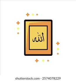 Islamic symbol flat icon isolated on white background, islamic gold al-quran icon ramadan