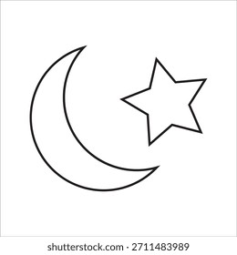 Islamisches Symbol. Islamische Symbole in zwei Stilen. Halbmond und Sternsymbol. auf weißem Hintergrund