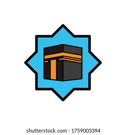 Islamic symbol. ornamen and kaaba. design template vector