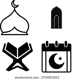 Conjunto de iconos de símbolos islámicos para el Vector de diseño y marca