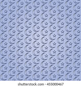Islamic symbols pattern. Muslim design. The crescent and star. Traditional Arabic ornament. Religious traditions. Elegant background for cards, invitations. Vector illustration.
