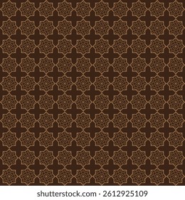 Islamic tamplate design pattern, combining an octagonal shape with Islamic ornaments as well as a combination of light brown and dark brown colors produces a unique and new pattern design.