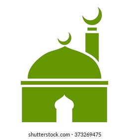 Islamic template, stencil, pattern, green mosque, icon, isolated on white background