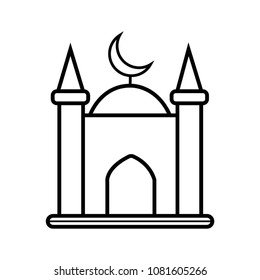 Islamic template, stencil, pattern, grey mosque, icon, isolated on white background. Vector.
