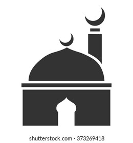 Islamic template, stencil, pattern, grey mosque, icon, isolated on white background. Vector.