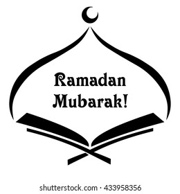 Islamic template, stencil, Ramadan Mubarak, quran, mosque, half moon, black, white