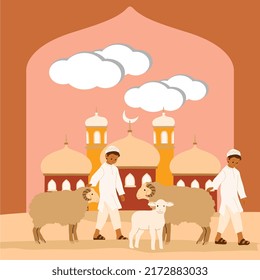 Islamic template vector illustration with various accessories, perfect for posters, advertisements, etc