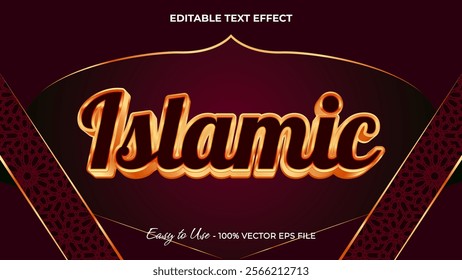 Islamic text effect, luxury festival graphic style light editable text