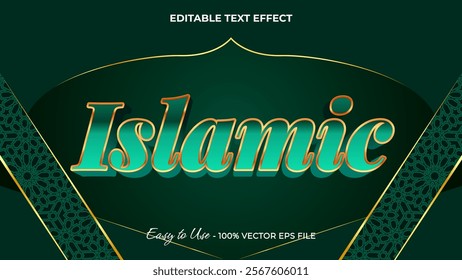 Islamic text effect, luxury festival graphic style light editable text