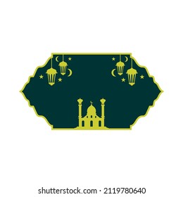 Islamic theme background with mosque, moon, stars and lights vector images