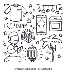 Islamic theme cartoon doodle