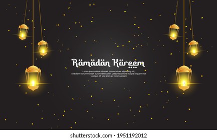 Islamic themed background design, contains lantern ornaments, suitable for Islamic event backgrounds and templates