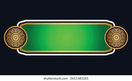 Islamic themed decorative banners with set of luxury golden arabic banner title frame text box	
