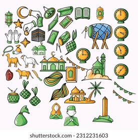 Islamic themed illustration element in cartoon style