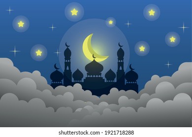 Islamic themed illustration template with night background.