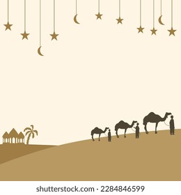 Islamic themed poster for Eid al-Adha celebration, can be used for children's book, poster, banner or islamic template. Simple vector design.