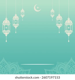 Islamic themed template background for Ramadan, Eid al-Fitr and Eid al-Adha advertising purposes