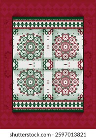 Islamic Tile Design With Geometric Patterns in vibrant colors Tones, evoking a sense of traditional artistry and cultural heritage.