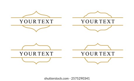 Islamic Title Borders Set with Gold Color - Flat Design - Editable Vector : Suitable for Islamic Theme and Other Graphic Related Assets.