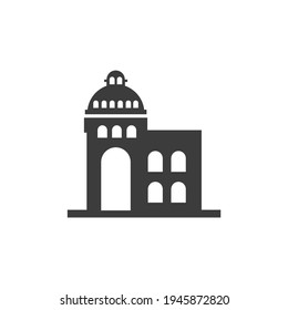 Islamic Tomb Building Icon Isolated on Black and White Vector Graphic