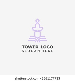Islamic Tower and Quran Logo Vector with Religious Nuance Lineart Style
