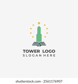 Islamic Tower Vector Design with 9 Stars Traditional Inspiration